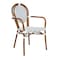 Flash Furniture Lourdes Thonet French Bistro Stacking Chair w/Arms, White/Navy PE Rattan/Bamboo Print Alum Frame SDA-AD642002A-WHNVY-NAT-GG - alternate 5